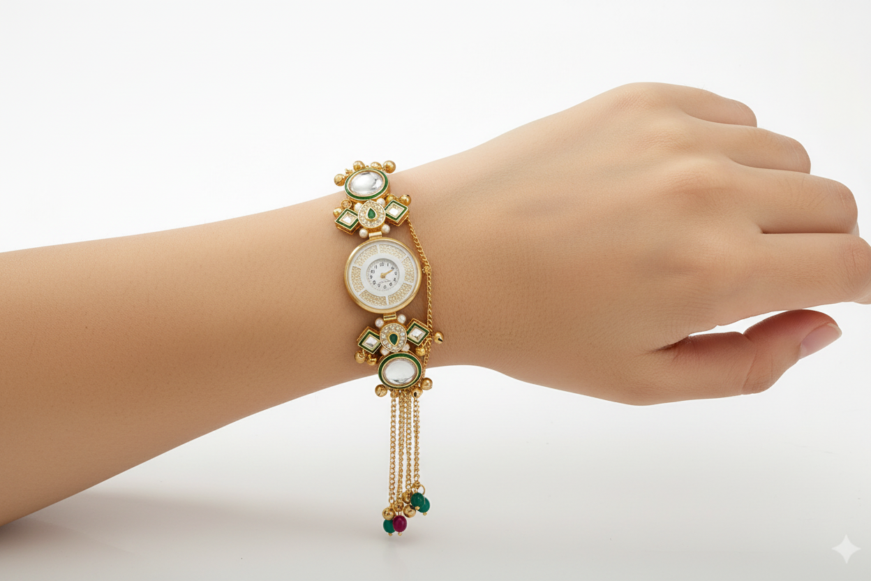 Kashmiri watch - The Rajwada Kundan Watch