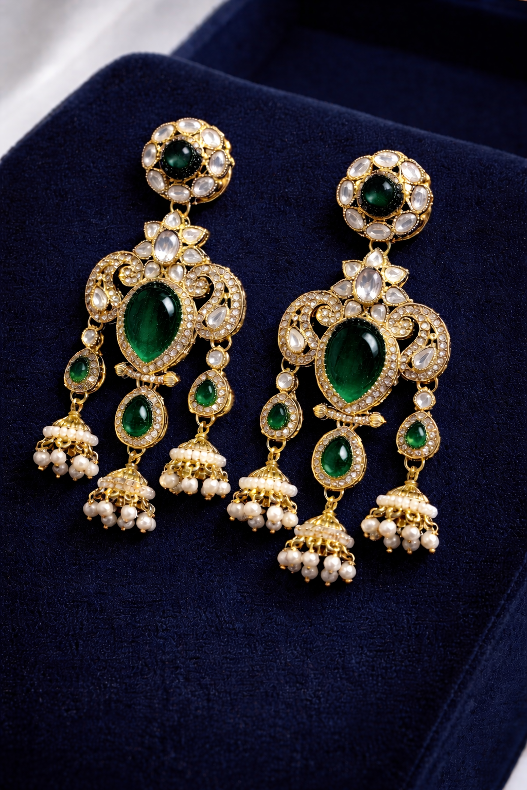 Royal Stone Pearl Jhumka Earrings
