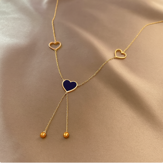 Gold Heart Lariat Necklace