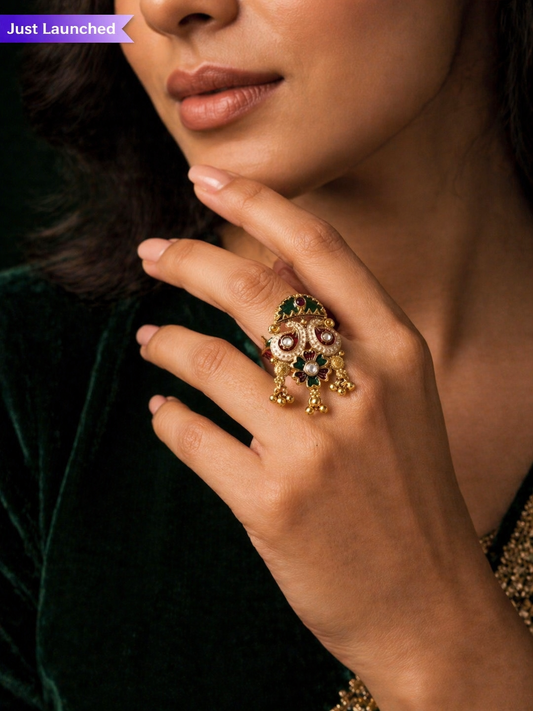 Antique Peacock Floral Ring