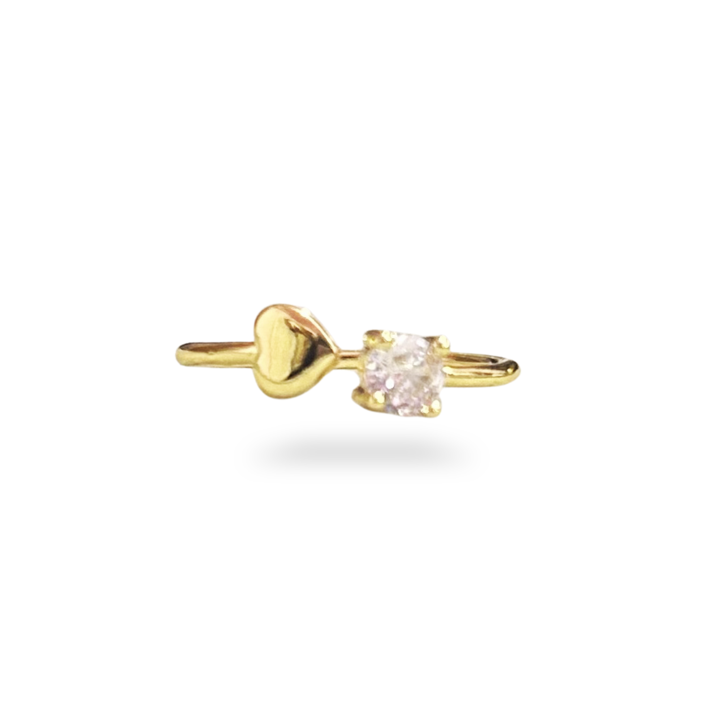 Delicate Heart & Crystal Minimal Ring