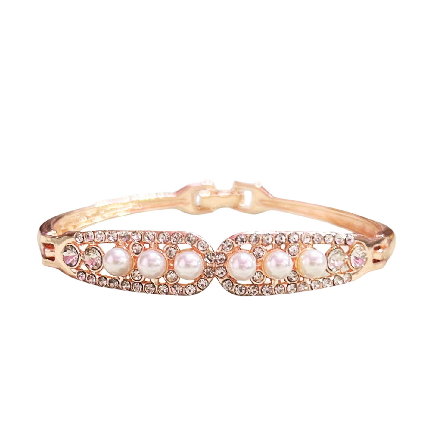 Rose Gold Pearl Twin Bar Bracelet