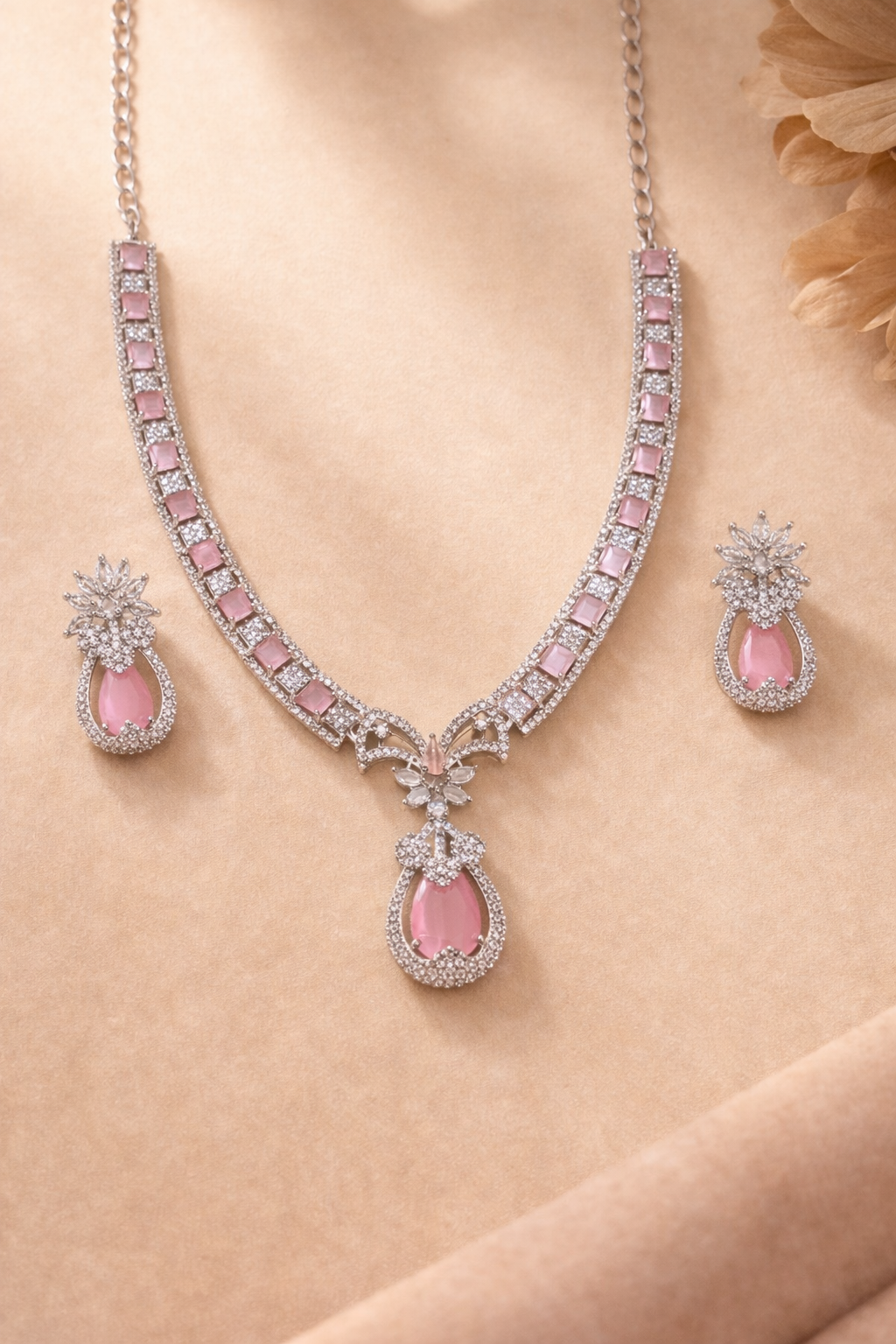 Blush Elegance Diamond Necklace Set