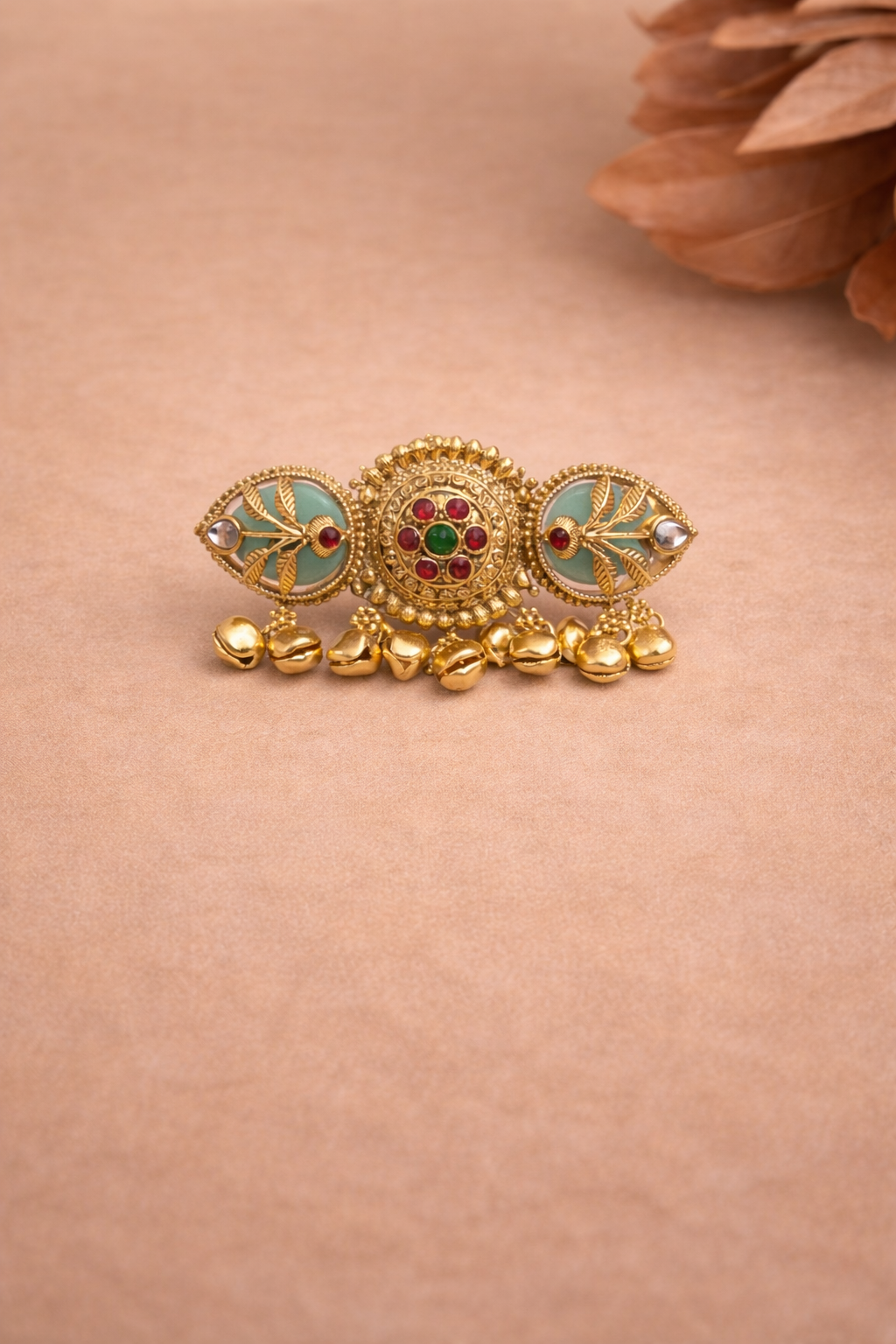 Antique Ghungroo Floral Ring