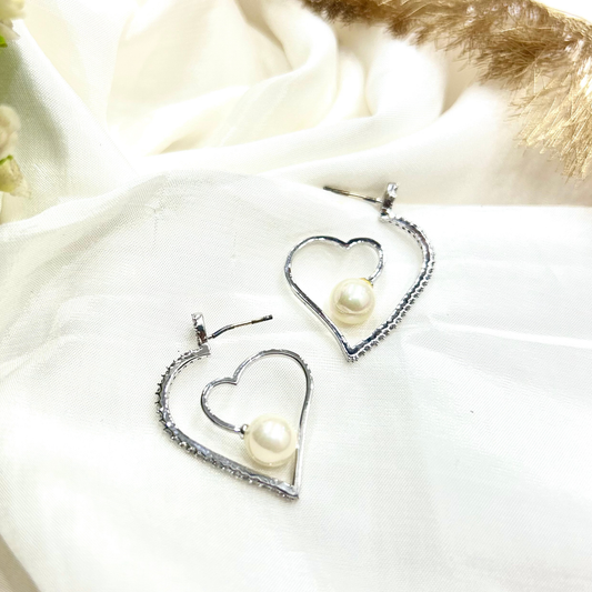 Pearl Heart Earrings