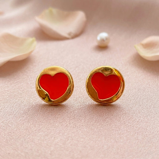 Red Heart Stud Earrings