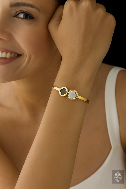 Gold Clover Cuff Bracelet