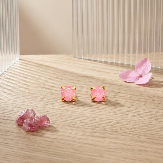 Pink Crystal Stud Earrings