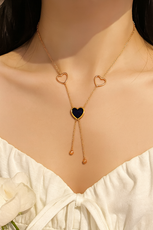 Gold Heart Lariat Necklace