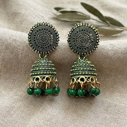 Traditional Green Jhumka Earrings