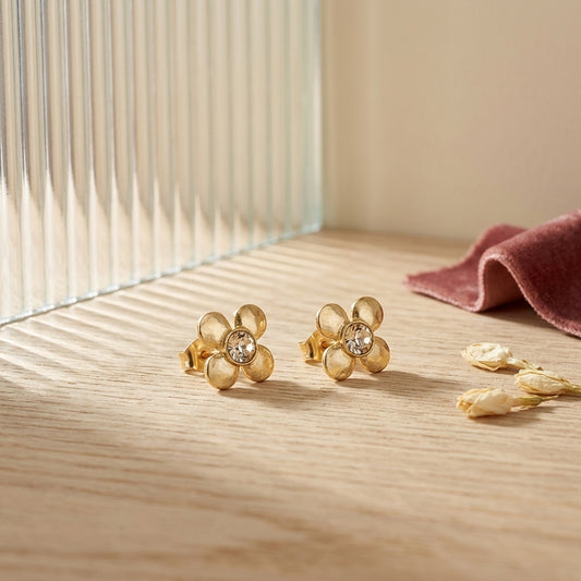 Golden Flower Stud Earrings