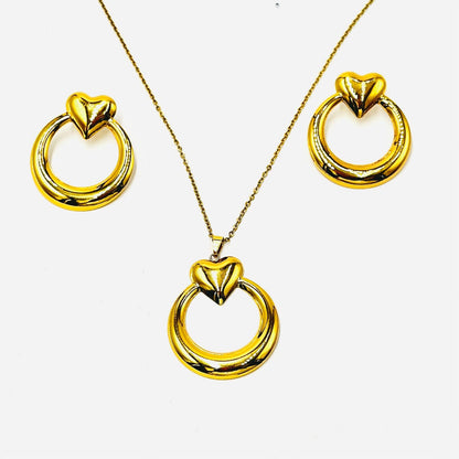 Luxe Heart Hoop Necklace & Earrings Set