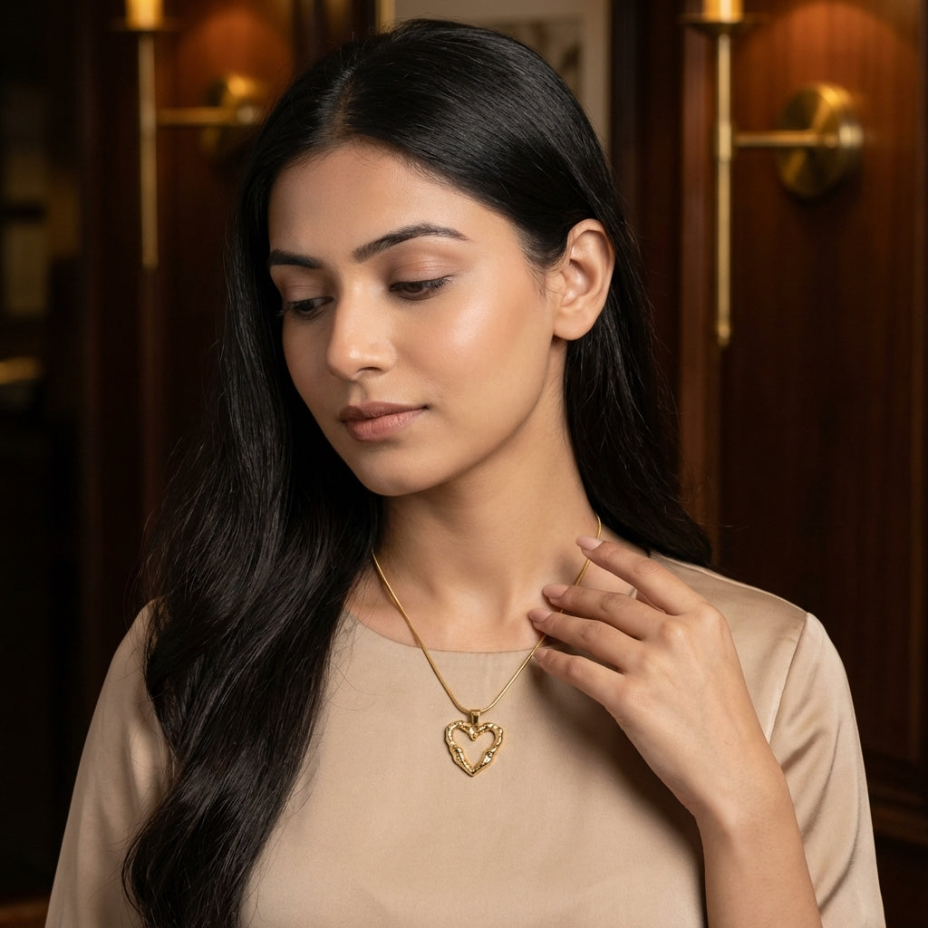 Minimal Gold Heart Pendant Necklace