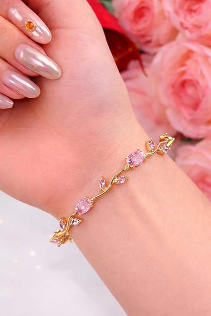 Pink Tulip Crystal Bracelet
