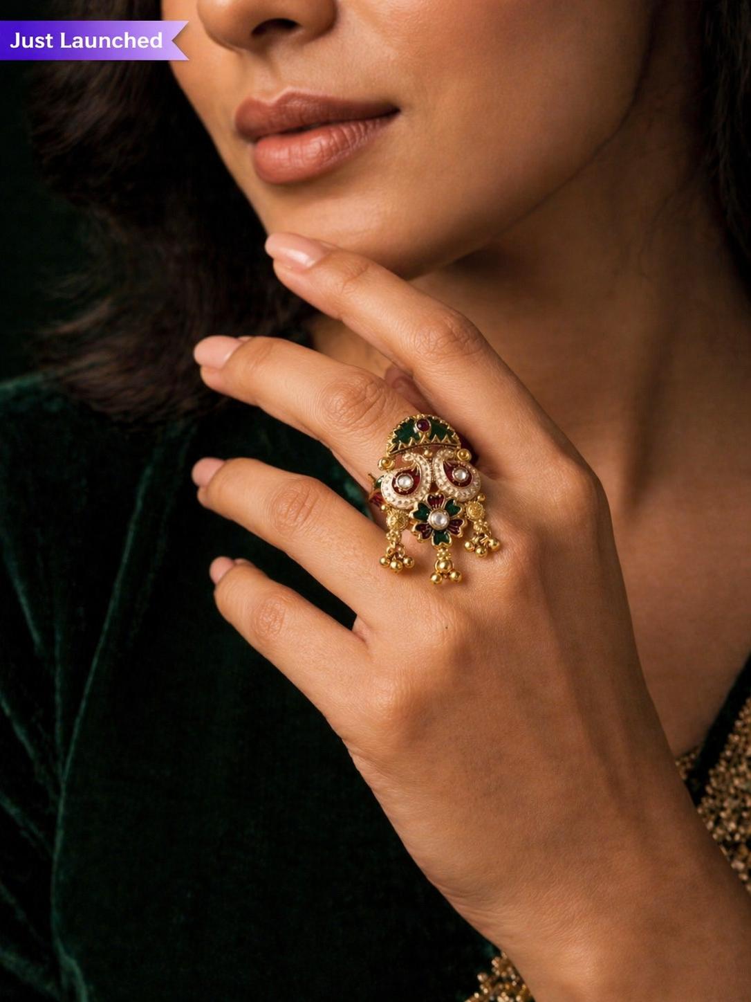 Antique Peacock Floral Ring