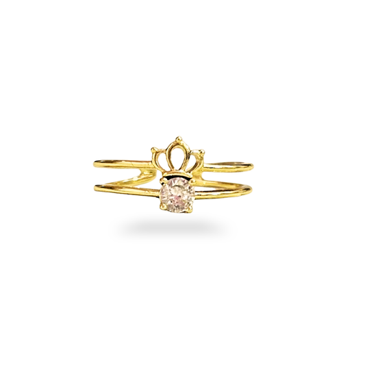 Crown Solitaire Double Band Ring