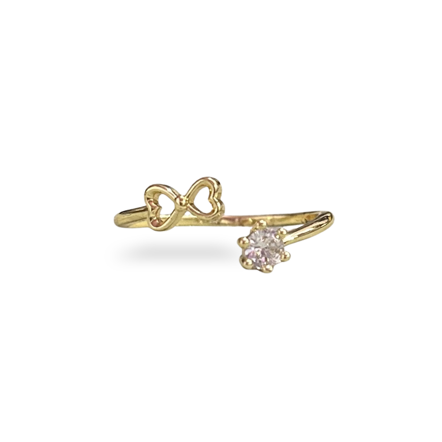 Bow & Solitaire Open Ring