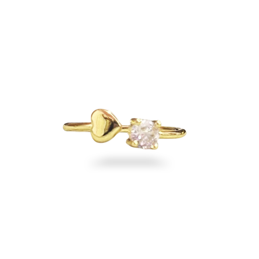 Delicate Heart & Crystal Minimal Ring