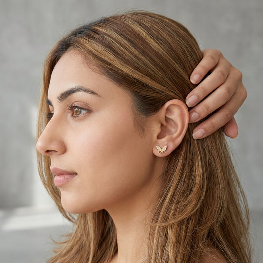 Crystal Butterfly Stud Earrings