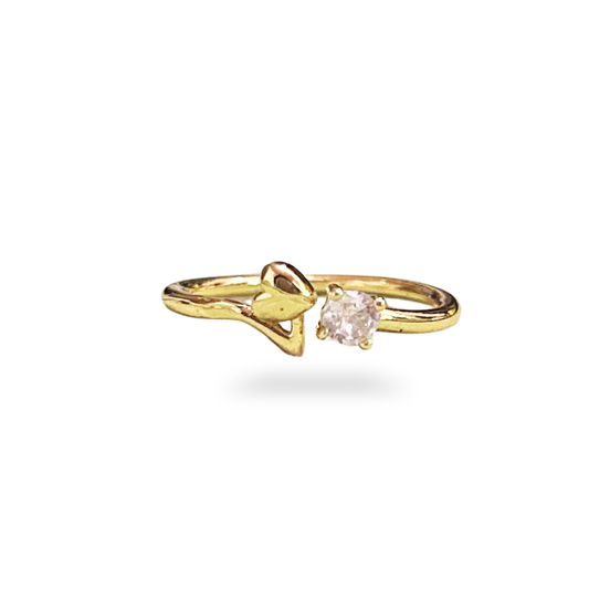 Minimalist Heart & Solitaire Ring