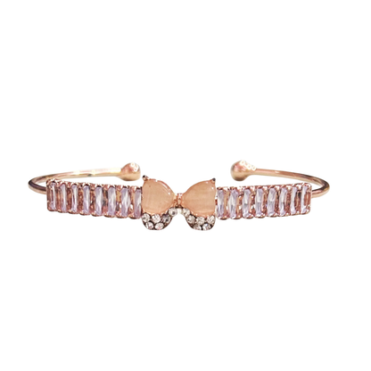 Crystal Bow Bracelet – Adjustable Open Cuff