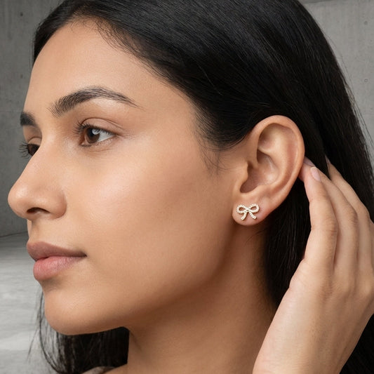 Crystal Bow Stud Earrings
