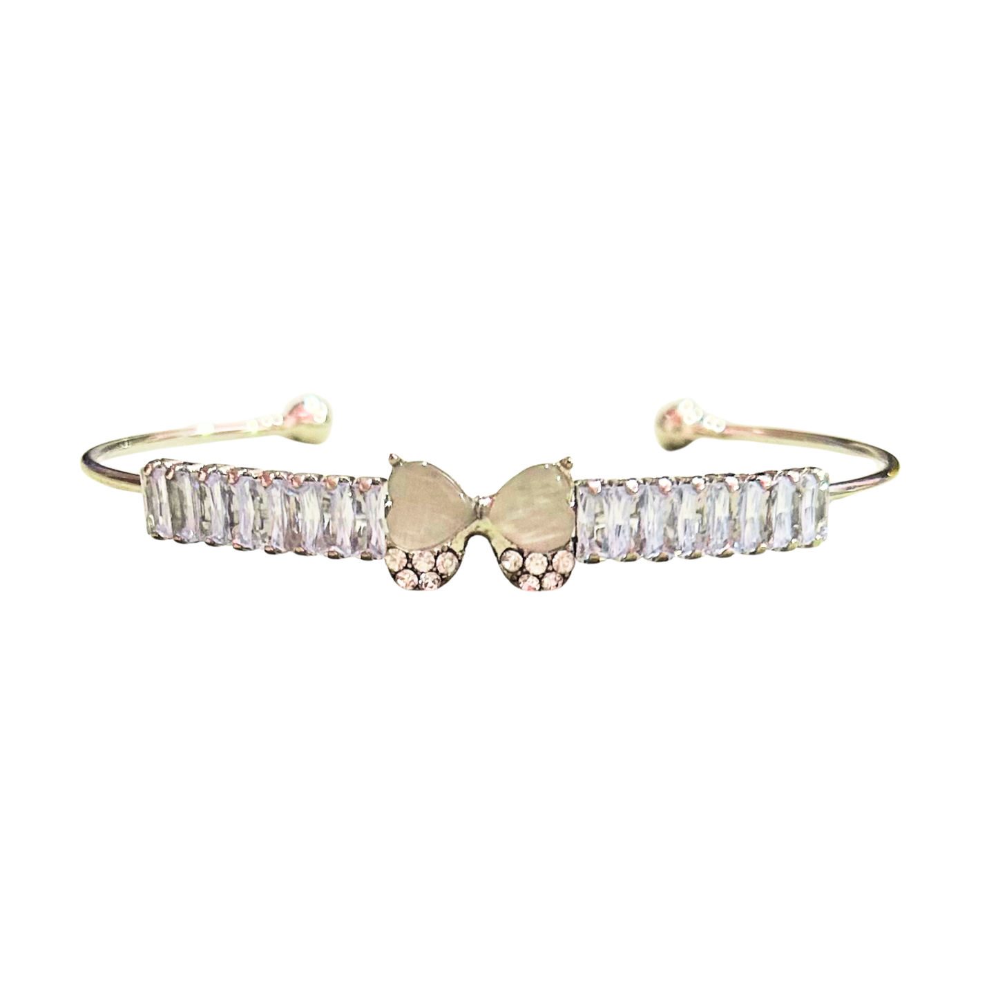 Crystal Bow Bracelet – Adjustable Open Cuff