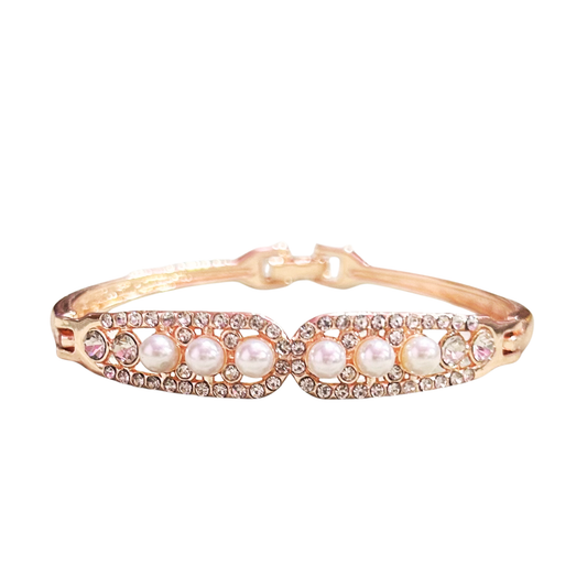 Rose Gold Pearl Twin Bar Bracelet