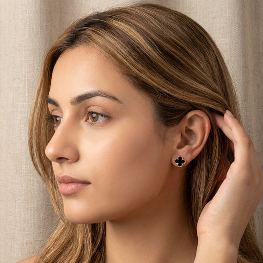 Black Clover Stud Earrings