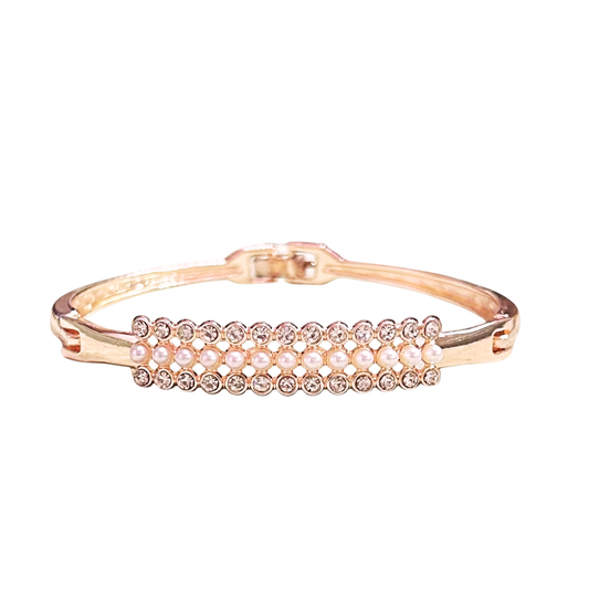 Elegant Pearl & Crystal Band Bracelet