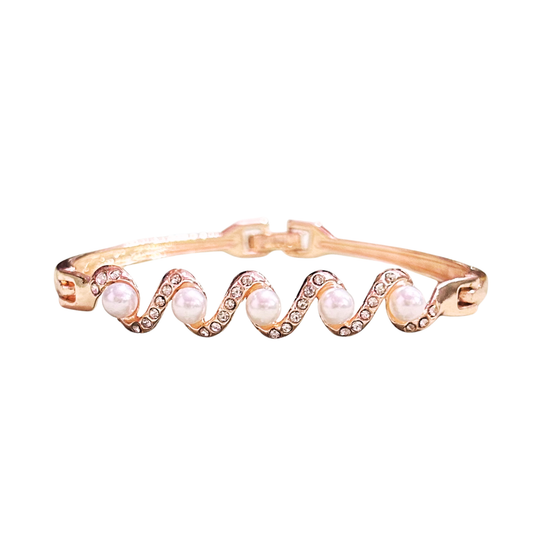 Rose Gold Pearl Wave Bracelet