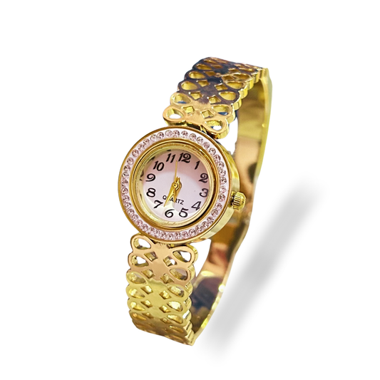 Gold Bracelet Watch for Women – Crystal Studded Dial