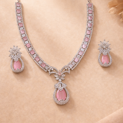 Blush Elegance Diamond Necklace Set