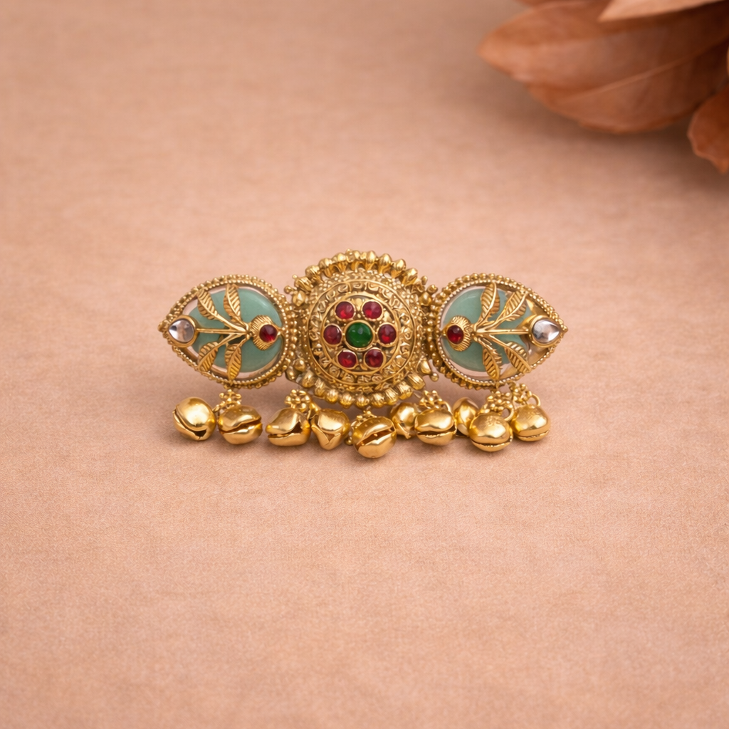 Antique Ghungroo Floral Ring