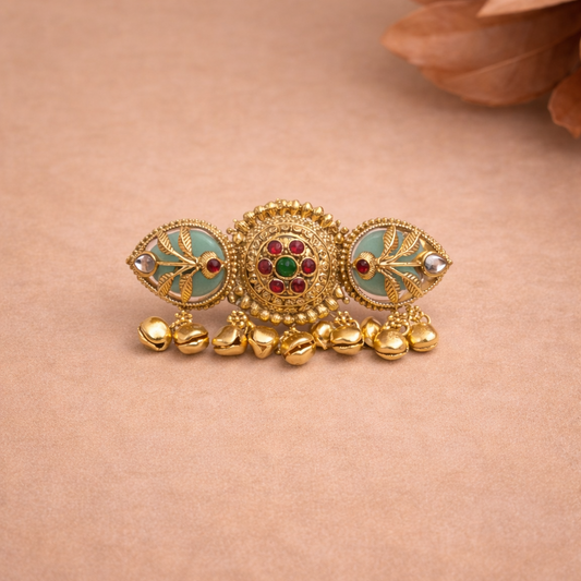 Antique Ghungroo Floral Ring