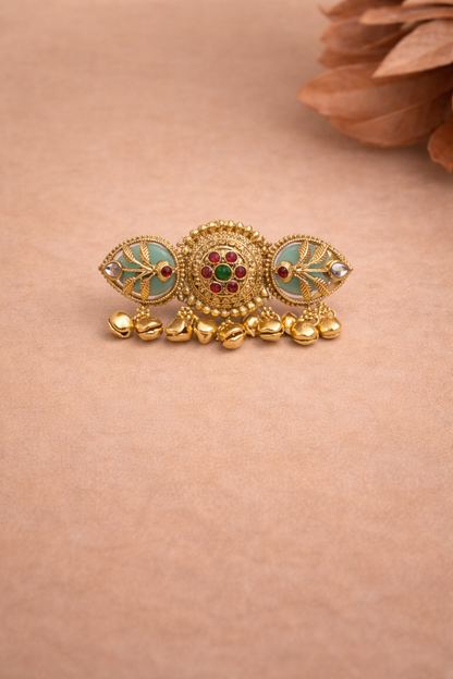 Antique Ghungroo Floral Ring