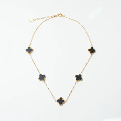 Black Anti Tarnish Clover Necklace