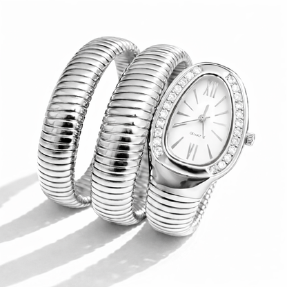 Silver White Serpent Watch-Studded