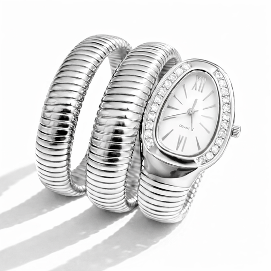 Silver White Serpent Watch-Studded