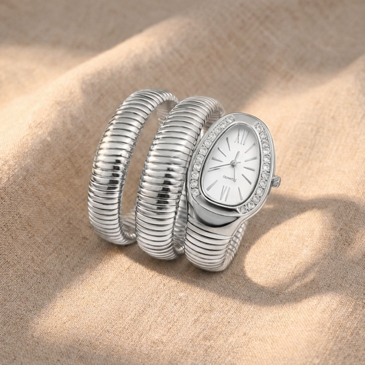Silver White Serpent Watch-Studded