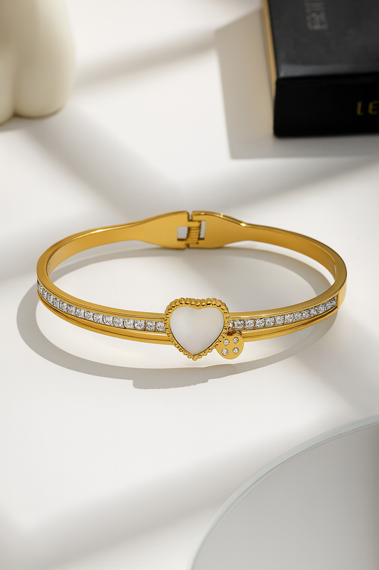 Gold Heart & Crystal Bracelet