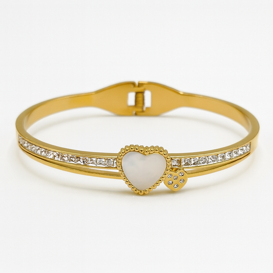 Gold Heart & Crystal Bracelet