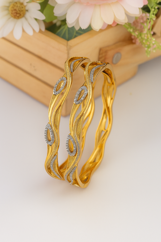 Gold Wave Design Bangles