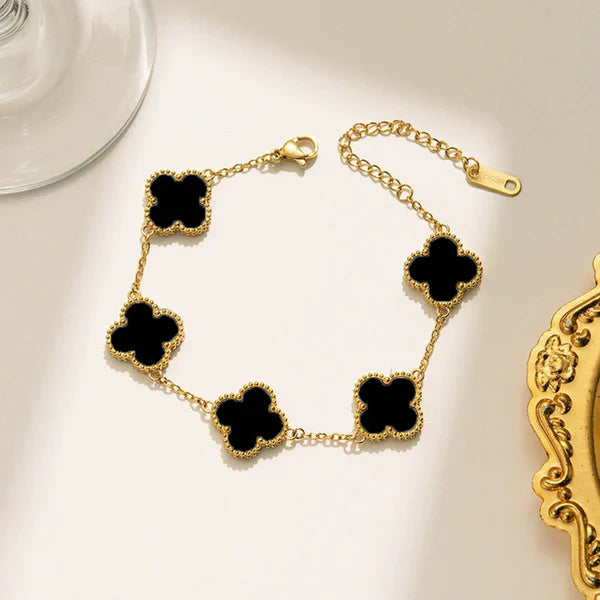 Black Anti Tarnish Clover Bracelet For Girls And Women
