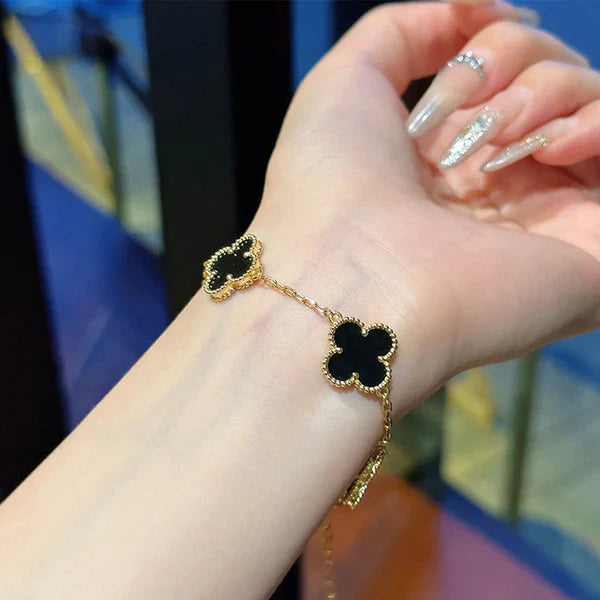 Black Anti Tarnish Clover Bracelet For Girls And Women