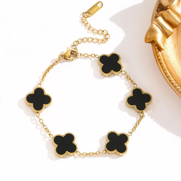 Black Anti Tarnish Clover Bracelet For Girls And Women