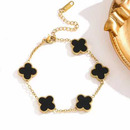 Black Anti Tarnish Clover Bracelet For Girls And Women