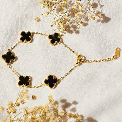 Black Anti Tarnish Clover Bracelet For Girls And Women