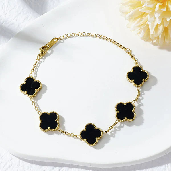 Black Anti Tarnish Clover Bracelet For Girls And Women