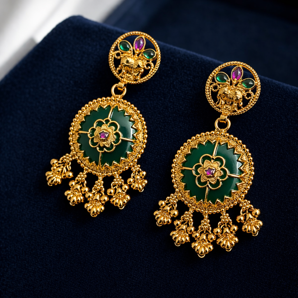 Royal Heritage Green Chandbali Earrings